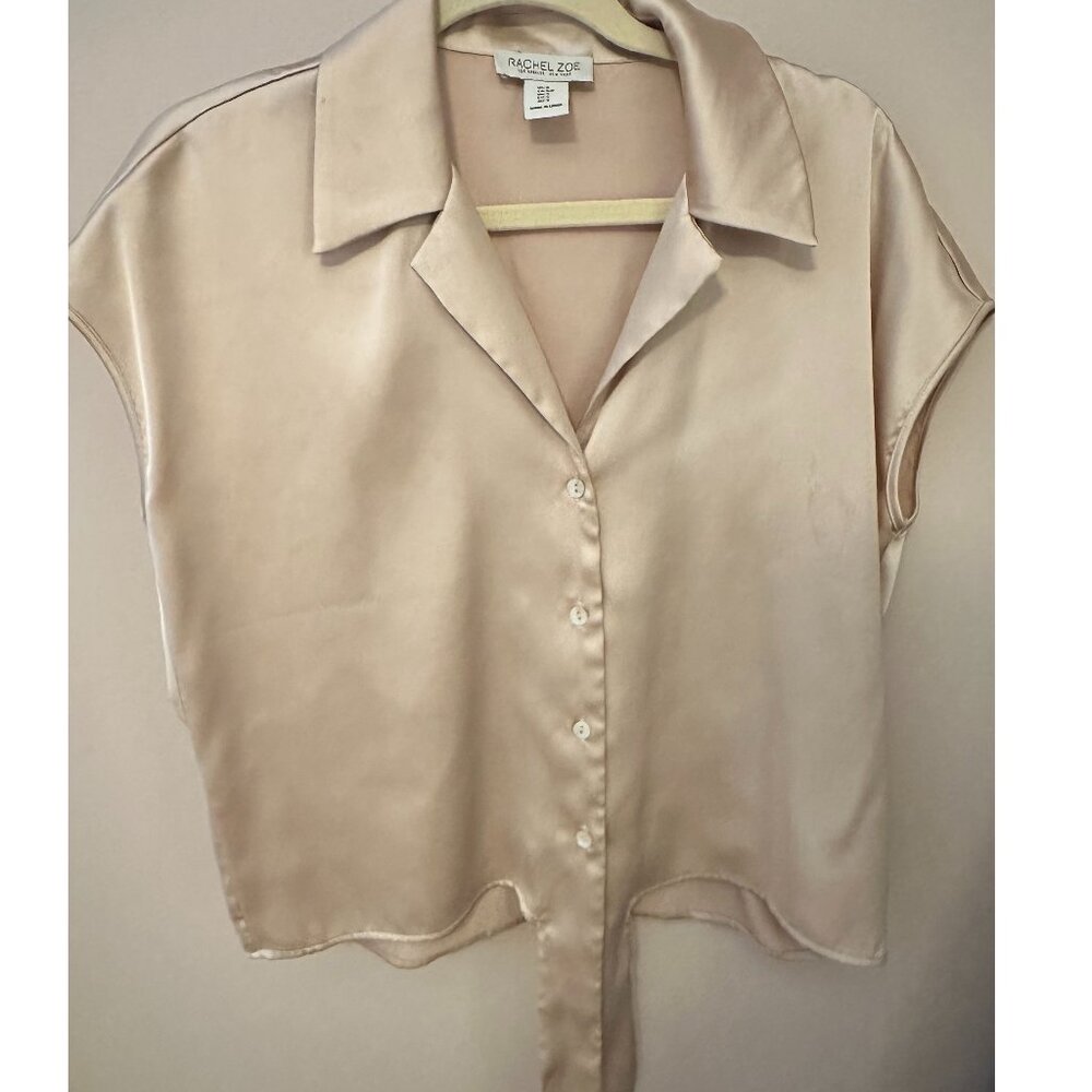 Rachel Zoe satin short sleeve button down